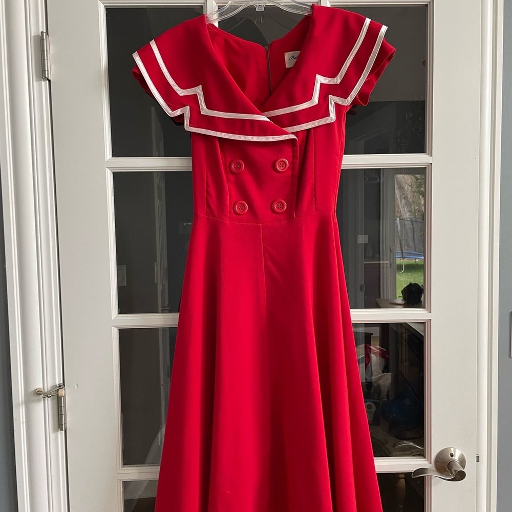 Bettie Page Red Sailor Dress size small